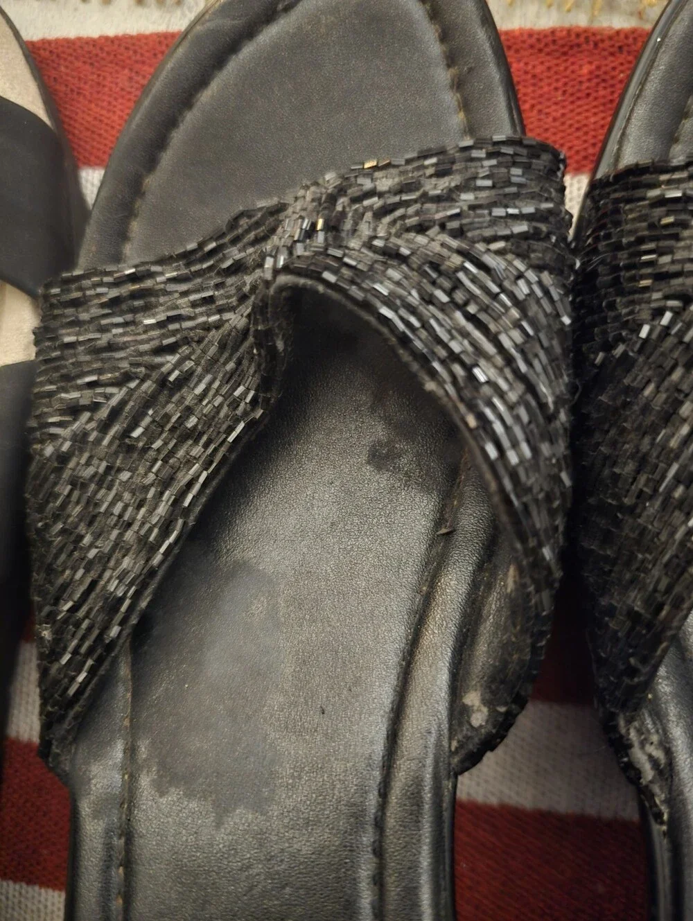 Kenneath Cole Leather Wedge Sandals With Beaded Straps